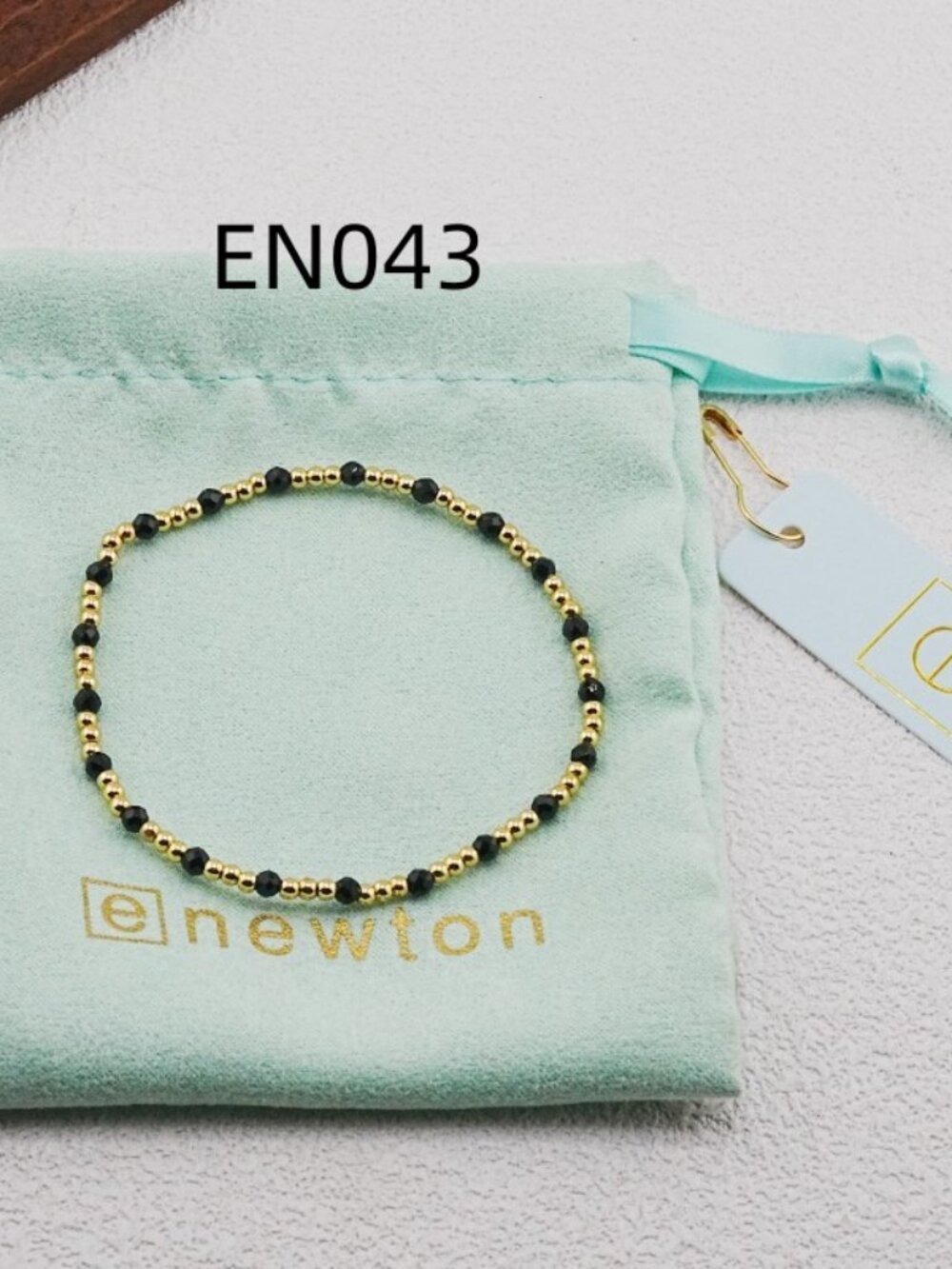 Enewton Black Crystal Glass & Gold Bead Bracelet